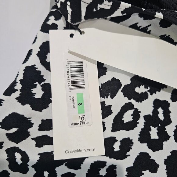 Calvin Klein Twist Tummy Control One-Piece Leopard Print - Picture 12 of 14